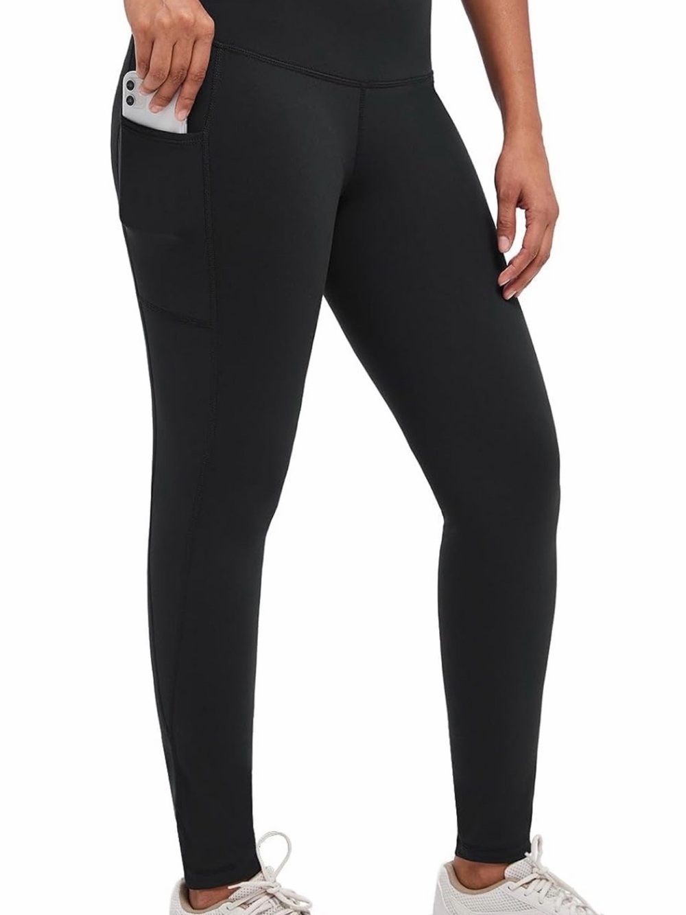 Women's High-Waist Black Performance Leggings with Side Pocket